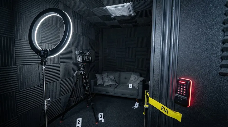 The soundproof Black Box studio
