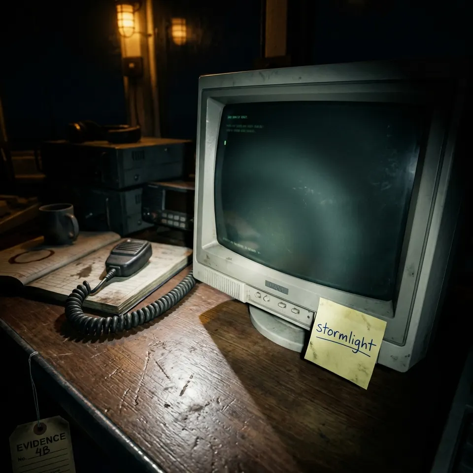 The keeper's console desk with a note on the monitor
